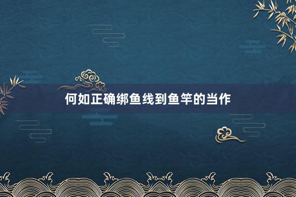 何如正确绑鱼线到鱼竿的当作